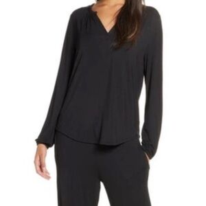 Barefoot Dreams Namaste Black Luxe Milk Jersey Pajama Lounge Top Extra Large